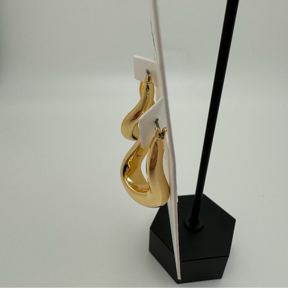 Madewell Twisted Puff Hoop Earrings NL575 Gold-Plated Recycled Brass NWT - Picture 4 of 12